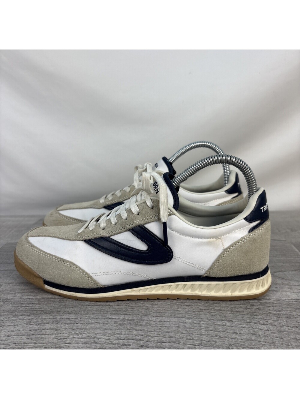 Tretorn Kristine Low-Top Retro Sneakers White Tan Navy Size 9.5M